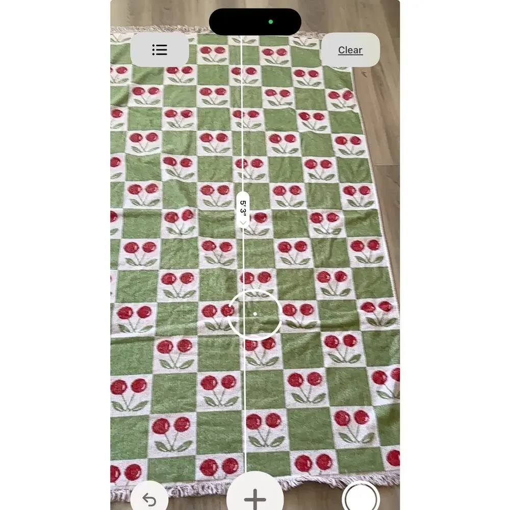 enVogue Green Checkerboard Cherry Beach Towel 100% Cotton Fringed 34